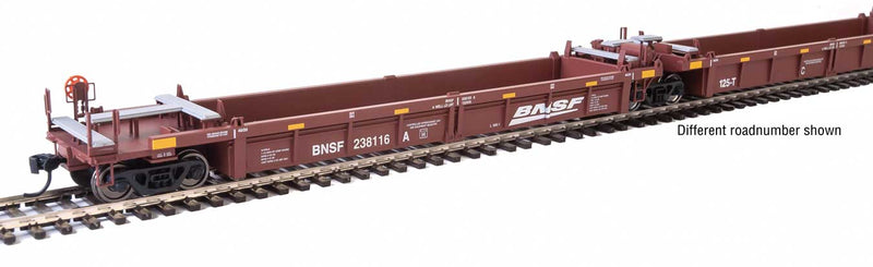 Thrall 5-Unit Rebuilt 40' Well Car - Ready to Run -- BNSF Railway #238200 A-E (Boxcar Red, white; Wedge Logo, Yellow Markings)