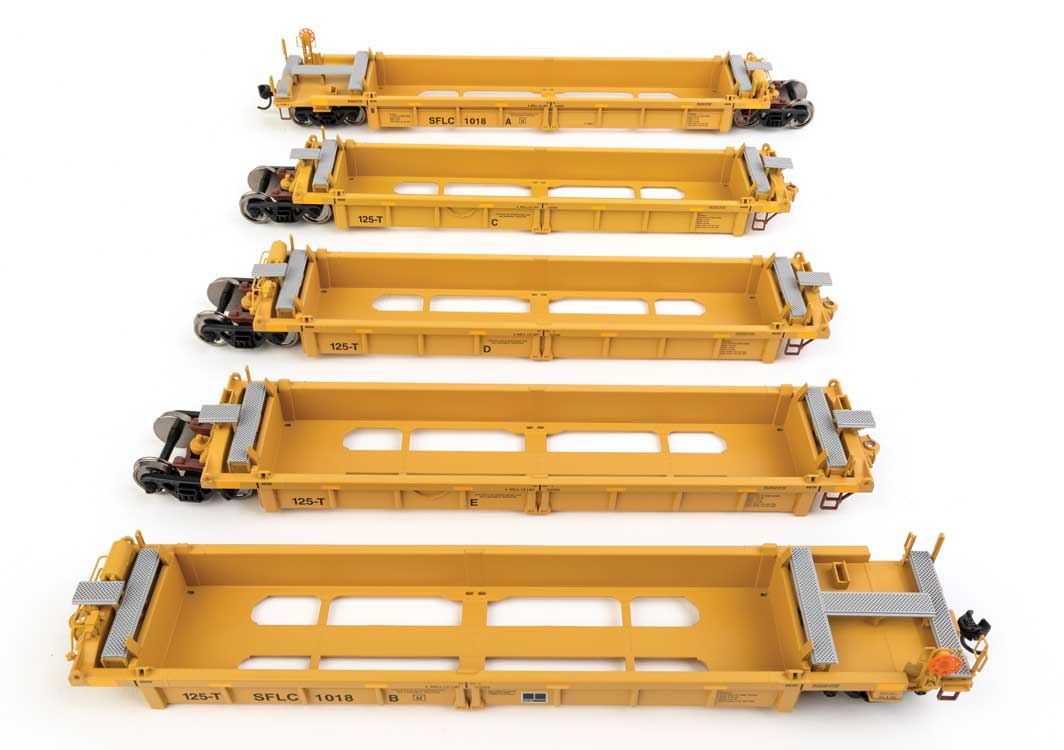 Thrall 5-Unit Rebuilt 40' Well Car - Ready to Run -- BNSF Santa Fe Leasing SFLC #1018-1
