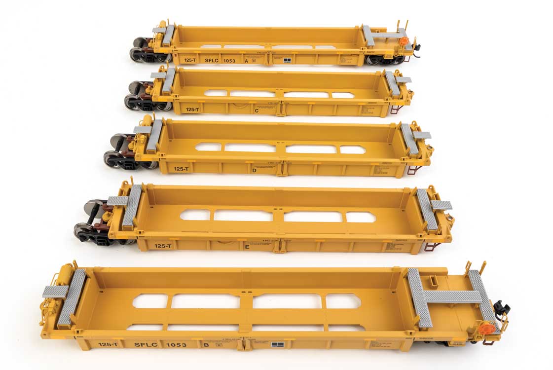 Thrall 5-Unit Rebuilt 40' Well Car - Ready to Run -- BNSF Santa Fe Leasing SFLC #1053-1