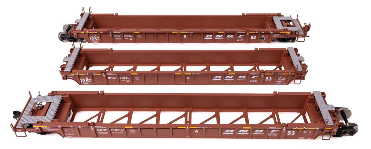 NSC Articulated 3-Unit 53' Well Car - Ready-to-Run -- BNSF Railway #211550-1
