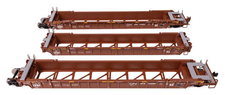 NSC Articulated 3-Unit 53' Well Car - Ready-to-Run -- Canadian National GTW #676008-1