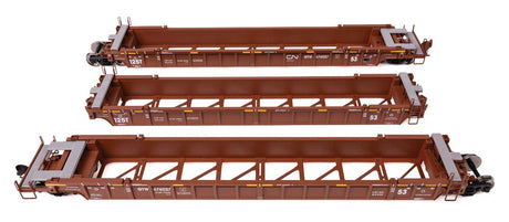NSC Articulated 3-Unit 53' Well Car - Ready-to-Run -- Canadian National GTW #676037-1