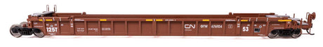 NSC Articulated 3-Unit 53' Well Car - Ready-to-Run -- Canadian National GTW #676104-2