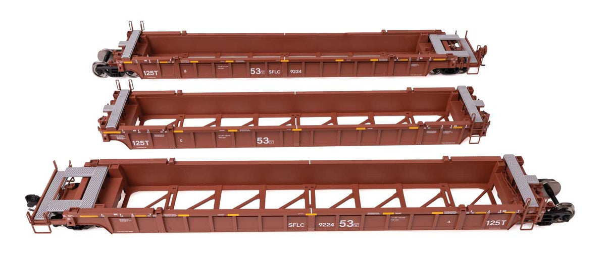 NSC Articulated 3-Unit 53' Well Car - Ready-to-Run -- Santa Fe Leasing Co. SFLC #9224-1