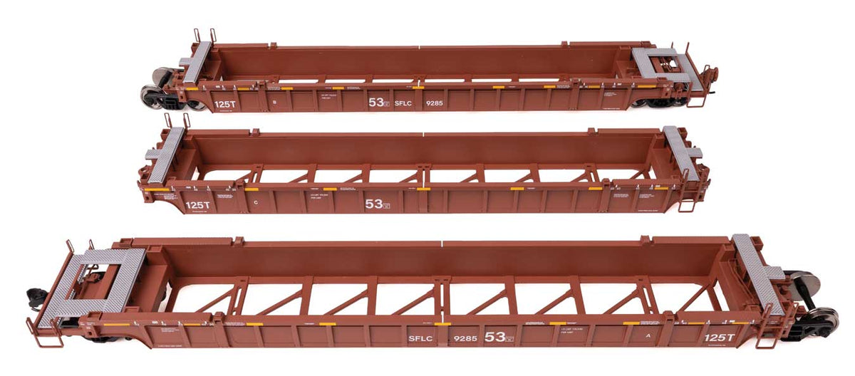NSC Articulated 3-Unit 53' Well Car - Ready-to-Run -- Santa Fe Leasing Co. SFLC #9285-1