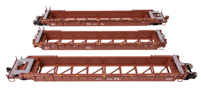 NSC Articulated 3-Unit 53' Well Car - Ready-to-Run -- Santa Fe Leasing Co. SFLC #9285-1