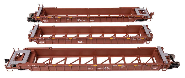 NSC Articulated 3-Unit 53' Well Car - Ready-to-Run -- Santa Fe Leasing Co. SFLC #9363-1