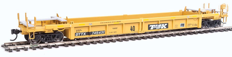 Thrall Rebuilt 40' Well Car - Ready to Run -- Trailer-Train DTTX #745431 (yellow, black; Black & White Logo)-1