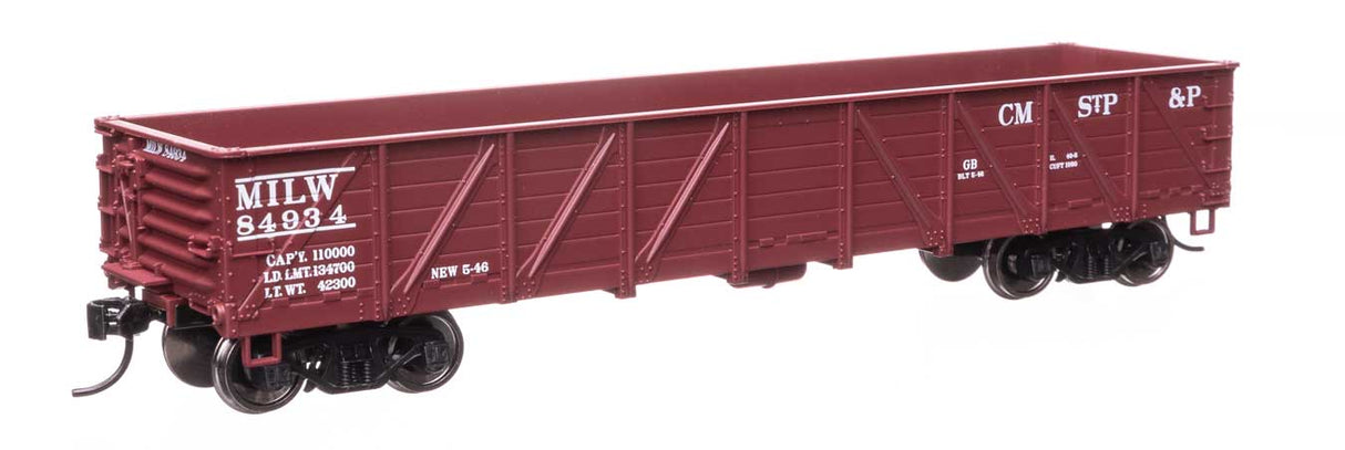 40' 50-Ton Drop Bottom Gondola - Ready to Run -- Milwaukee Road #84934-1