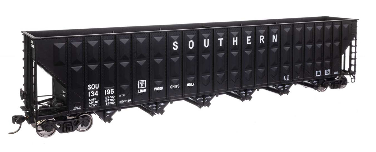 73' Greenville 7,000 Cubic Foot Wood Chip Hopper - Ready to Run -- Southern Railway #134195 (black)-1