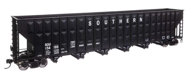 73' Greenville 7,000 Cubic Foot Wood Chip Hopper - Ready to Run -- Southern Railway #134195 (black)-1