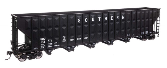 73' Greenville 7,000 Cubic Foot Wood Chip Hopper - Ready to Run -- Southern Railway #134215 (black)-1