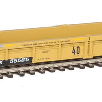 Thrall Rebuilt 40' Well Car - Ready to Run -- TTX DTTX #55585 (yellow, black, large red TTX Forward Thinking logo, yellow