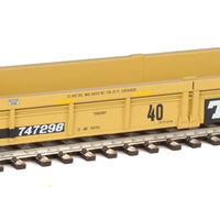 Thrall Rebuilt 40' Well Car - Ready to Run -- TTX DTTX #747298 (yellow, black, black & white logo, yellow conspicuity stri