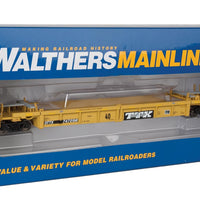 Thrall Rebuilt 40' Well Car - Ready to Run -- TTX DTTX #747298 (yellow, black, black & white logo, yellow conspicuity stri