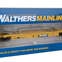 Thrall Rebuilt 40' Well Car - Ready to Run -- TTX DTTX #747374 (yellow, black, black & white logo, yellow conspicuity stri