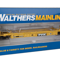 Thrall Rebuilt 40' Well Car - Ready to Run -- TTX DTTX #747387 (yellow, black, black & white logo, yellow conspicuity stri