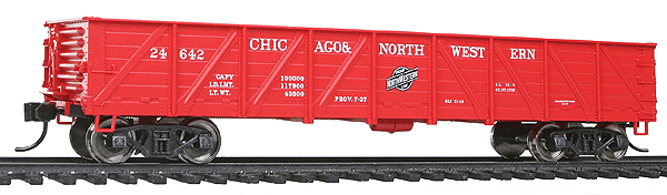 40' 50-Ton Drop-Bottom Gondola - Ready to Run -- Chicago & North Western #24642 (Boxcar Red)