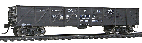 40' 50-Ton Drop-Bottom Gondola - Ready to Run -- New York Central #349695 (black, Lines Logo)