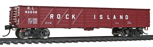 40' 50-Ton Drop-Bottom Gondola - Ready to Run -- Rock Island #82058 (Boxcar Red)