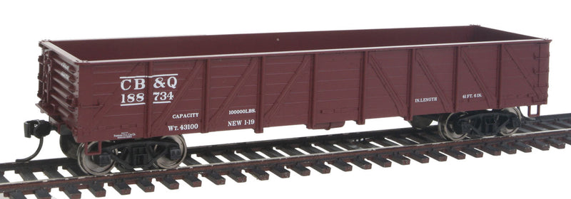 40' 50-Ton Drop-Bottom Gondola - Ready to Run -- Chicago, Burlington & Quincy #188734 (Boxcar Red)-1