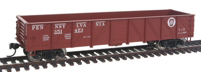 40' 50-Ton Drop-Bottom Gondola - Ready to Run -- Pennsylvania Railroad #351473 (Tuscan, Circle Keystone)-1