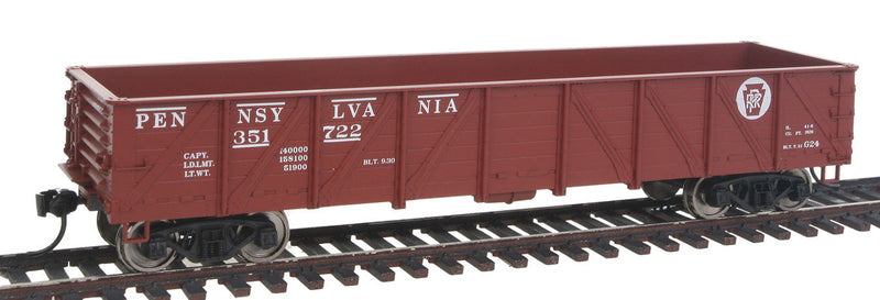 40' 50-Ton Drop-Bottom Gondola - Ready to Run -- Pennsylvania Railroad #351722 (Tuscan, Circle Keystone)-1