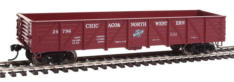 40' 50-Ton Drop-Bottom Gondola - Ready to Run -- Chicago & North Western(TM) #24796 (Boxcar Red)-1