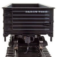 40' 50-Ton Drop-Bottom Gondola - Ready to Run -- Denver & Rio Grande Western(TM) #73313 (black, Flying Rio Grande)