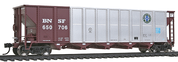 50' RD-4 Hopper 6-Pack - Ready to Run -- Burlington Northern Santa Fe Set #2 (silver, Boxcar Red, Circle/Cross Logo)