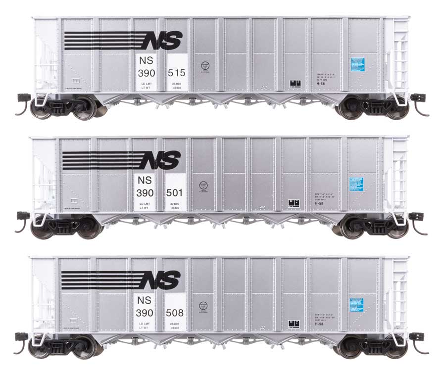 50' RD-4 Hopper 3-Pack - Ready to Run -- Norfolk Southern #390501, 390508, 390515-1