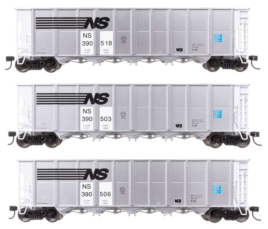 50' RD-4 Hopper 3-Pack - Ready to Run -- Norfolk Southern #390503, 390506, 390518-1