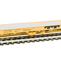 89' Channel Side Flatcar - Ready-To-Run -- Trailer-Train #150029 (yellow, black; 40' Trailer Service)