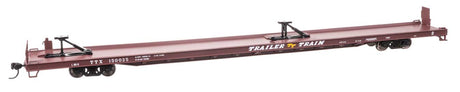 89' Channel Side Flatcar - Ready to Run -- Trailer-Train #150025 (1960s Brown, 40' Trailer Service)-2