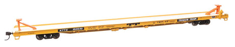 89' Channel Side Flatcar - Ready to Run -- Trailer-Train KTTX #150530 (yellow, black; Twin 45')-1