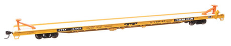 89' Channel Side Flatcar - Ready to Run -- Trailer-Train KTTX #154003 (yellow, black; Twin 45')-1