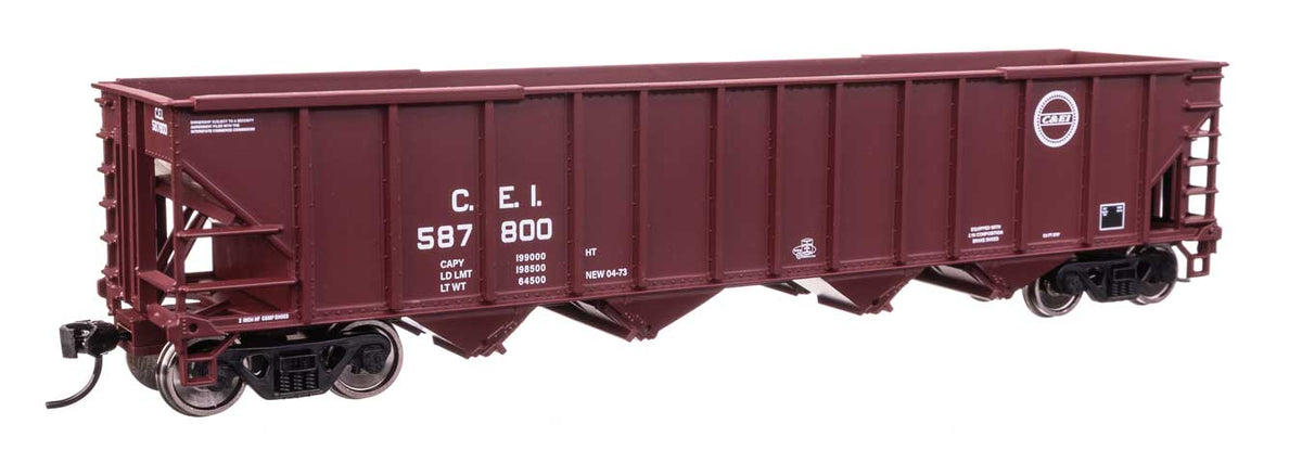 50' 100-Ton 4-Bay Hopper - Ready to Run -- Chicago & Eastern Illinois #587800-2