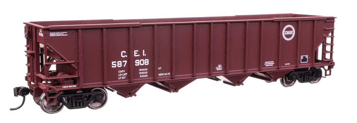 50' 100-Ton 4-Bay Hopper - Ready to Run -- Chicago & Eastern Illinois #587908-1