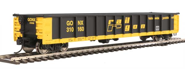 53' Railgon Gondola - Ready To Run -- Railgon GONX #310160 (as-built; black, yellow)-1