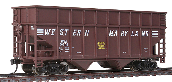36' Wood Chip Hopper - Ready to Run -- Western Maryland #2901 (Boxcar Red)