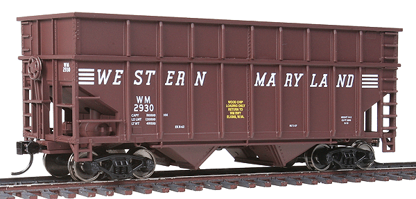 36' Wood Chip Hopper - Ready to Run -- Western Maryland #2930 (Boxcar Red)