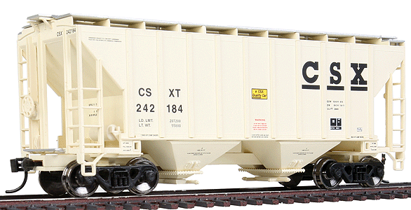 37' 2980 Cubic-Foot 2-Bay Covered Hopper - Ready to Run -- CSX Transportation #242184 (tan)
