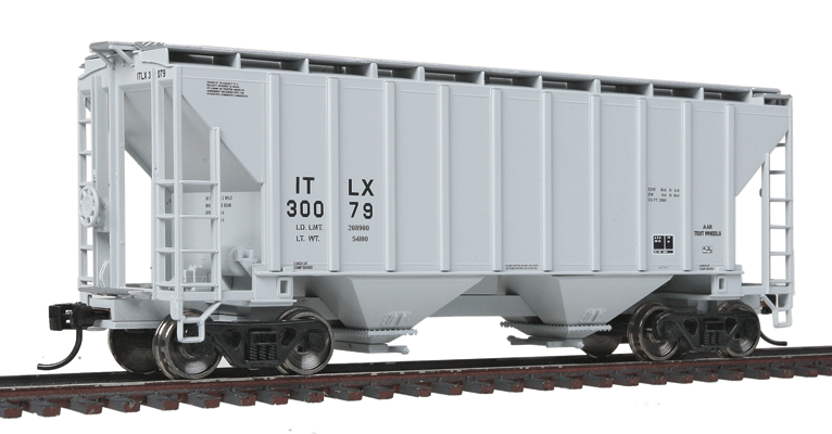 37' 2980 Cubic-Foot 2-Bay Covered Hopper - Ready to Run -- ITLX #30079 (gray, black)