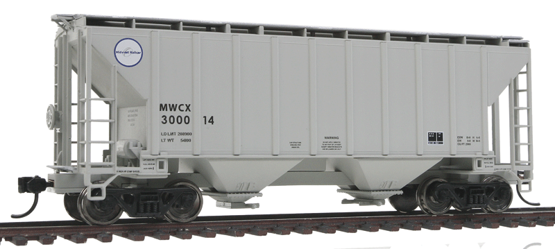 37' 2980 Cubic-Foot 2-Bay Covered Hopper - Ready to Run -- MWCX #300014 (gray, black)