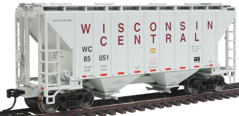 37' 2980 Cubic-Foot 2-Bay Covered Hopper - Ready to Run -- Wisconsin Central #85051-1