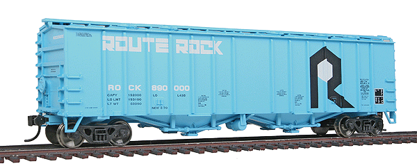 50' 2-Bay Airslide(R) Covered Hopper - Ready to Run -- Rock Island #89000 (blue, white Route Rock Slogan)
