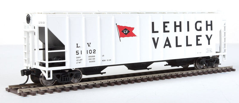 54' Pullman-Standard 4427 CD Covered Hopper - Ready to Run -- Lehigh Valley #51102 (white, black, red; Flag Logo)-1