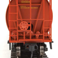 59' Cylindrical Hopper, Trough Hatches - Ready to Run -- Canadian Wheat Board CPWX #605665 (brown, yellow; Double Wheat Sheaf)