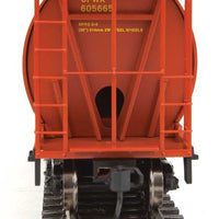 59' Cylindrical Hopper, Trough Hatches - Ready to Run -- Canadian Wheat Board CPWX #605665 (brown, yellow; Double Wheat Sheaf)