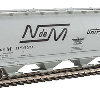 59' Cylindrical Hopper, Trough Hatches - Ready to Run -- National Railways of Mexico NdeM #118639 (gray, black script lettering)